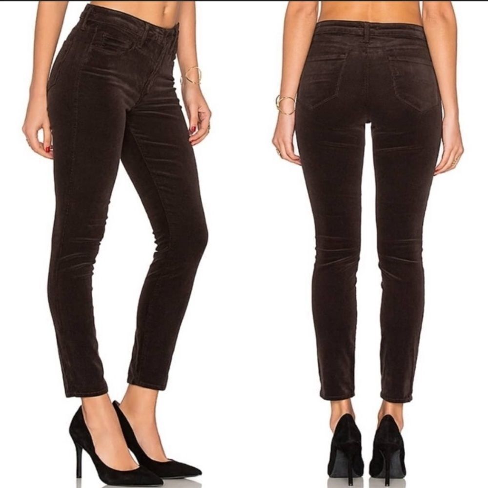 New L’Agence Margot High Rise Skinny Brown Velvet Corduroy Jeans Size 25